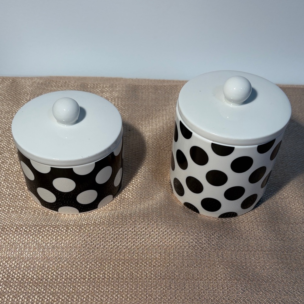 Sephora Black and White Polka Dot Vanity jar set